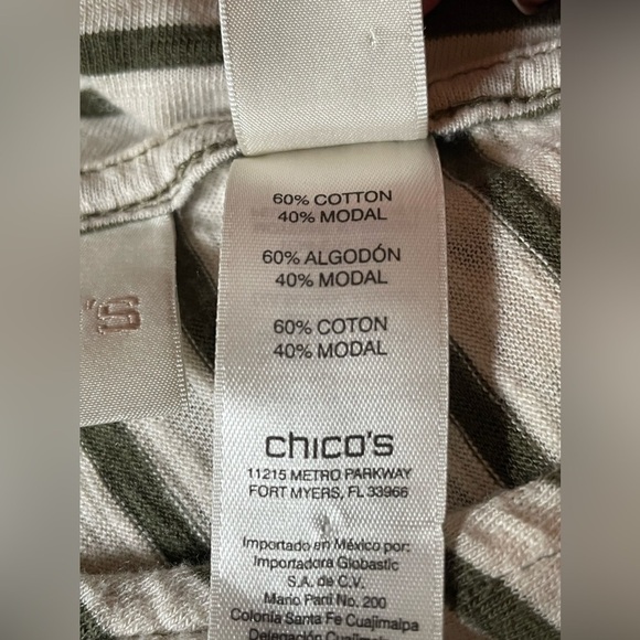 Chico’s army green and cream top - Picture 4 of 6